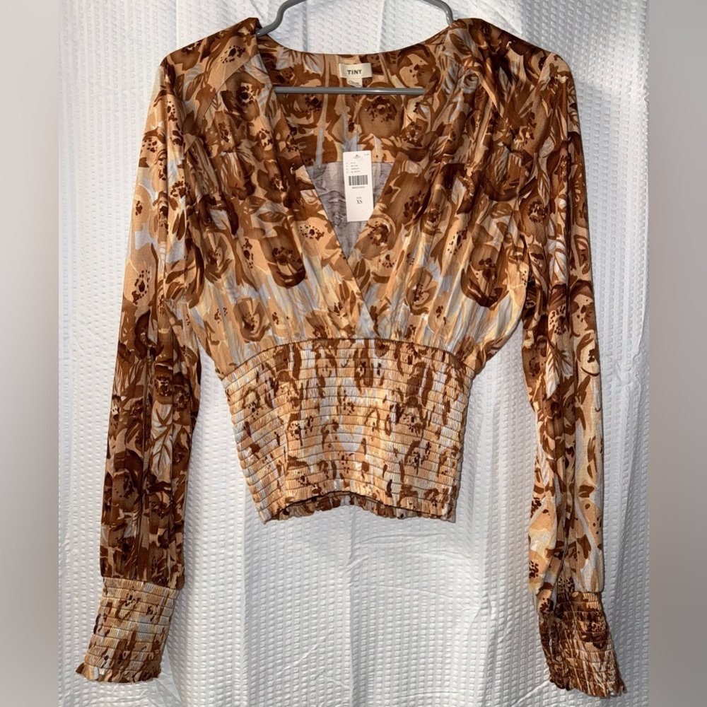 NWT Tiny Valentina Long-Sleeve Printed Surplice Top Size XS